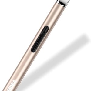REIDEA Electronic Candle Lighter Arc Windproof Flameless USB Rechargeable Lighter with Safe Button for Home Kitchen Champagne Gold